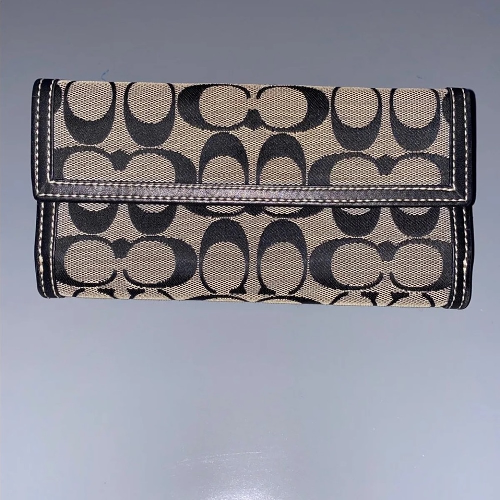 Coach Signature turnlock checkbook wallet